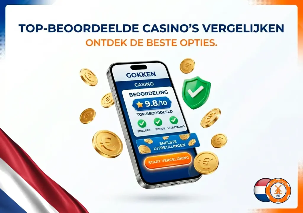Vergelijkingstabel van de 10 beste internationale casino's zonder limieten voor Nederlanders